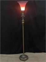 Floor Lamp with Cranberry Swirl Shade