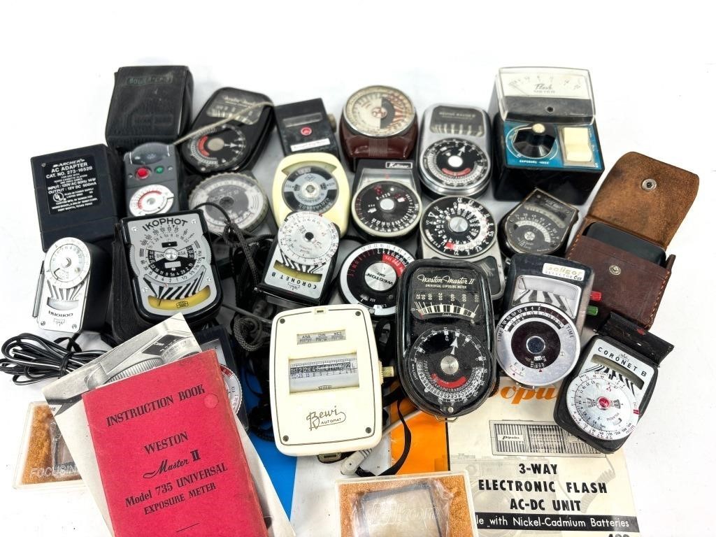Assortment of Vintage Light Meters & Accessories