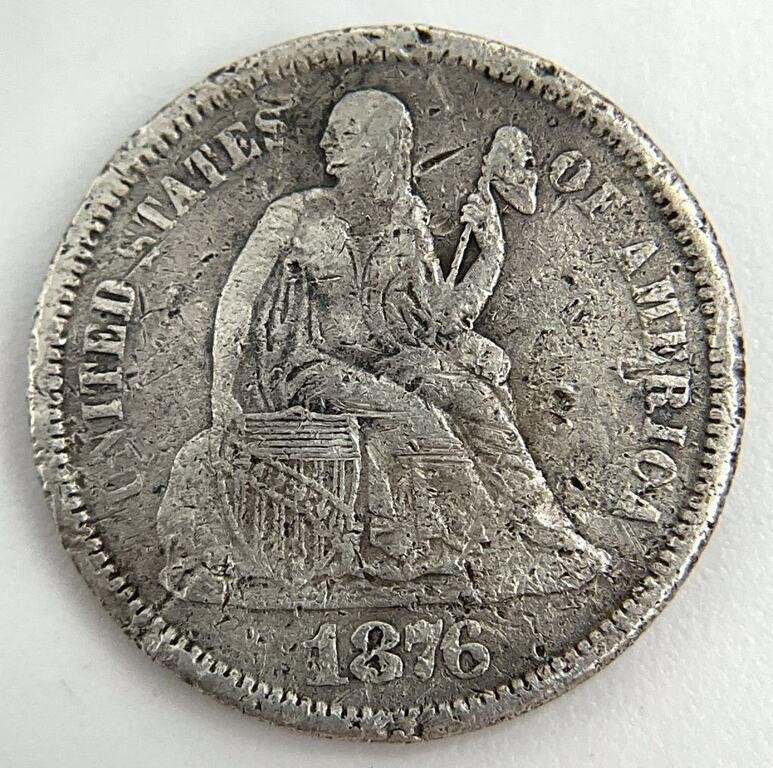 1876-CC US Silver Seated Liberty Dime