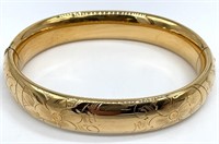 Floral Gold Filled Engraved Bangle Bracelet