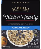 10Pouches Better Oats Thick And Hearty Blueberry