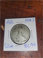 AG 1918-s silver half dollar