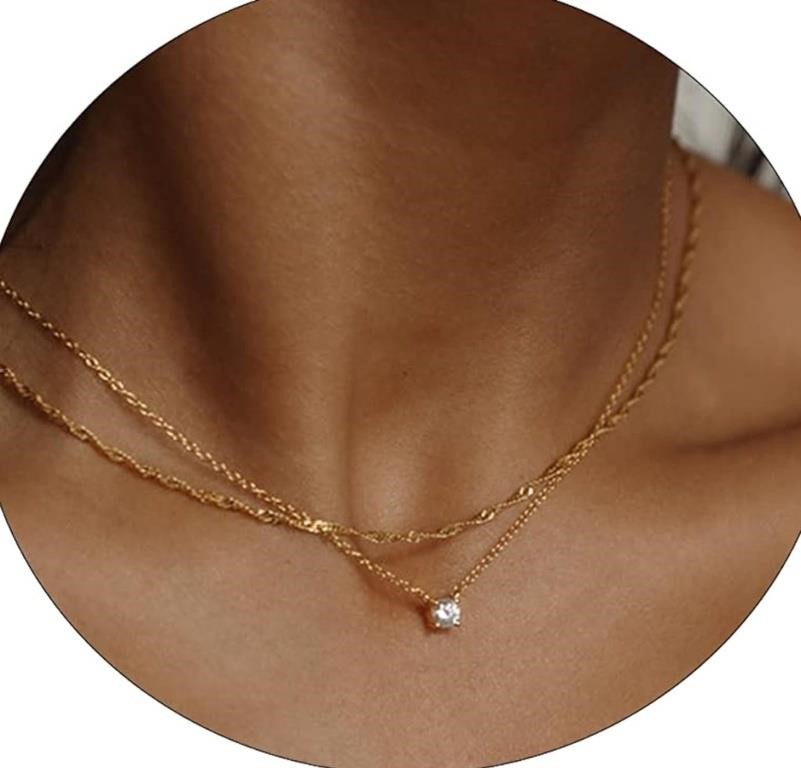 Havopso Gold Diamond Necklaces for Women 18K G