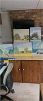 Lot of five oil on canvas country paintings by