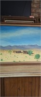 Oil on board painting desert scene not signed