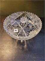 8" CRYSTAL 3 FOOTED BOWL