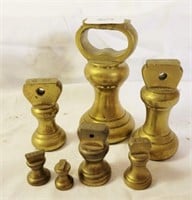 7 BRASS SCALE WEIGHTS-GRADUATING SIZES