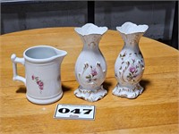 Rose Print Pitcher & Japan Vases