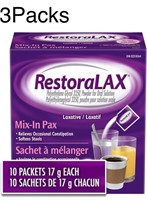 3Packs of 10Pcs RestoraLAX Powder Laxative,