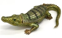 Alligator Jeweled Enamel Trinket Box