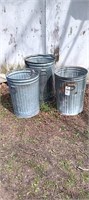 WL 3pc trash cans 2-no.20-1-no.30 heavy duty