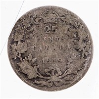 Canada Historical Silver Twenty Five Cents 1919