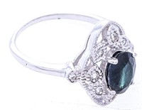 925 Sterling Silver Ring, Size 7, 1ct. Oval Cut Bl