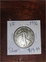 VF 1936 silver half dollar