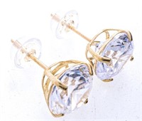 1okt Gold Round Cut CZ Earrings - Stud Backs,8mm,