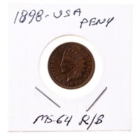 1898 USA Indian Head Penny MS64 R/B