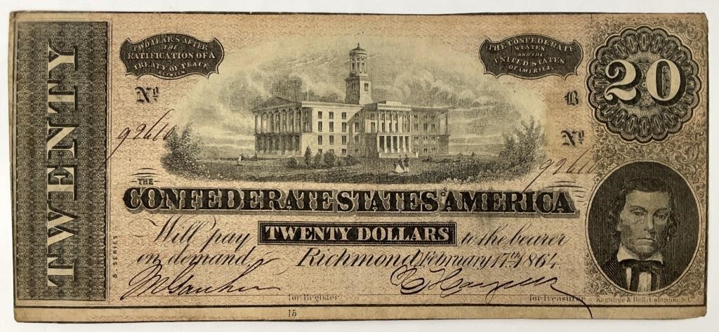 1864 Confederate States $20 Note