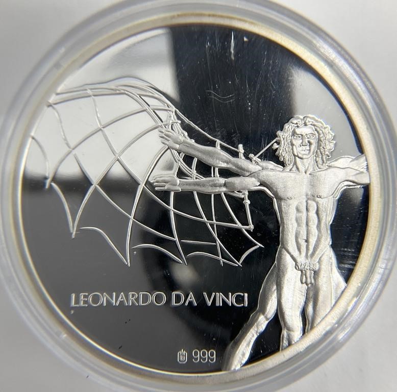 .999 Silver Da Vinci Flying Coin w/ COA