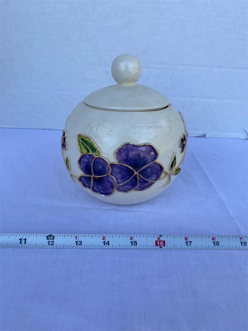 Vintage Handmade Pottery Jar with Lid