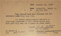 1946 US Veter 1946 US Veterens Administration Card