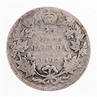 Canada Historical Silver Twenty Five Cents 1902