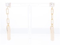 18kt Gold Overlay Stud Drop Earrings -Made in Braz