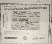 1958 Certificate of Title To A Motor Vehicle  - Se