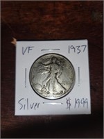 VF 1937 silver half dollar