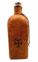 Vintage Leather Covered Glass Bottle