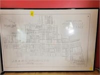 COLLECTION OF CHARCOALS & 1946 RETAIL MAP OF