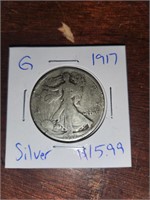 G 1917 silver half dollar