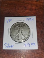 VF 1934 silver half dollar