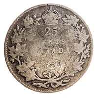 Canada Historical Silver Twenty Five Cents - 1930