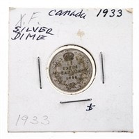 Canada 1933 Silver 10 Cents  EF