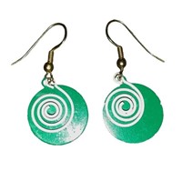 Green & White Swirl Earrings