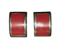 Vintage Stering Silver & Red Coral Earrings