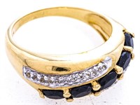 925 Sterling Silver w/ Gold Overlay Ring, 5 Genuin