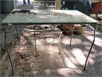 WROUGHT IRON TABLE (GLASS TOP) AND CHAIR -