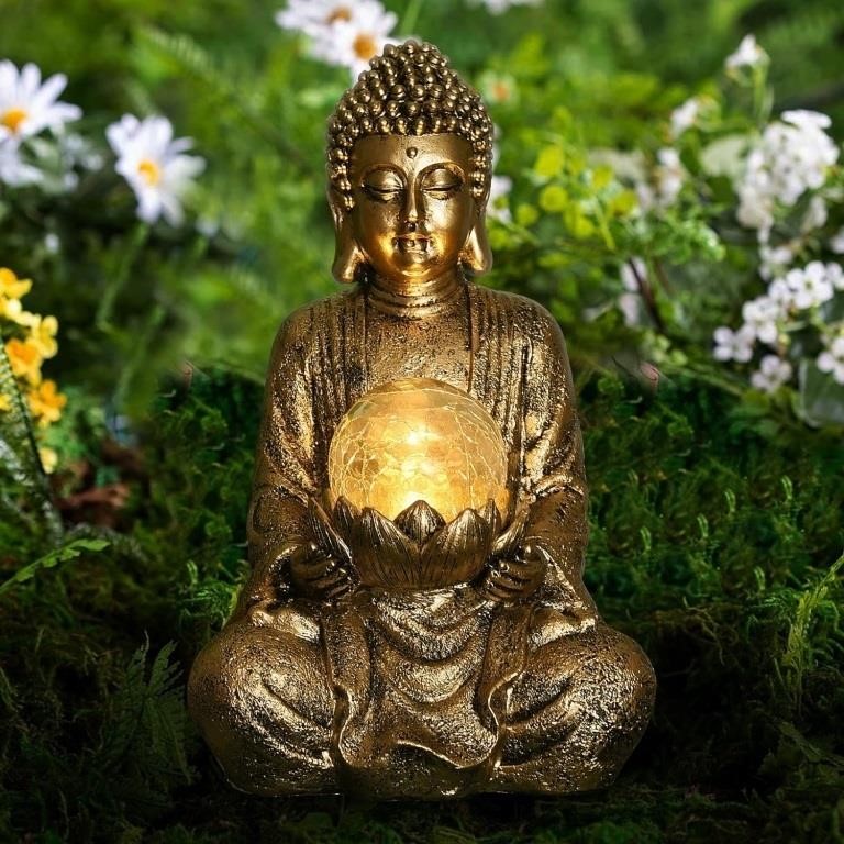 Nacome Meditating Buddha Statue with Solar Light