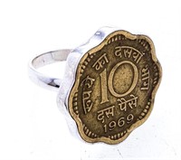 925 Sterling Silver Ring Size 7, 1969 India Coin R