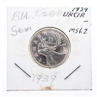 Canada 1939 Silver 25 Cents MS62