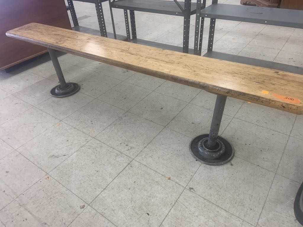 Wooden Bench Metal Legs - approx 71.5 inches Long