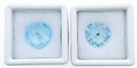 Pair - Heart Cut Blue Topaz Loose Gemstones 1