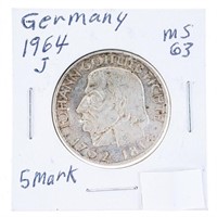 Germany 1964 J MS63 5 Mark .2236 ASW