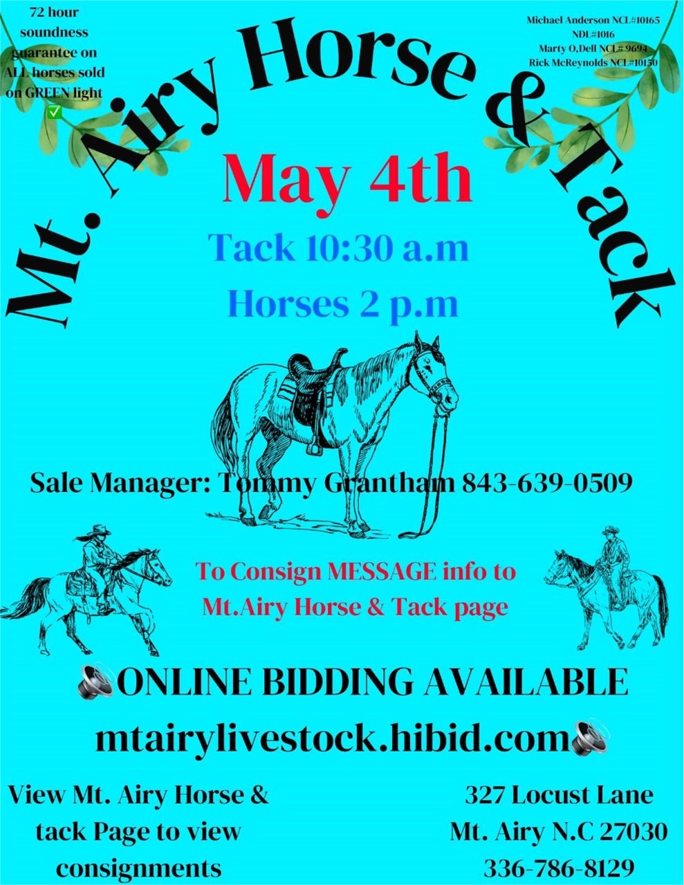 May 4th Horse & Tack sale