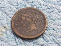 1852 large 1 cent piece