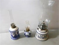 3 Oil Lamps, 2 Are Delfts