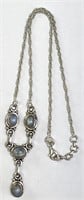 16" Sterling Rainbow Moonstone Necklace 10 Grams