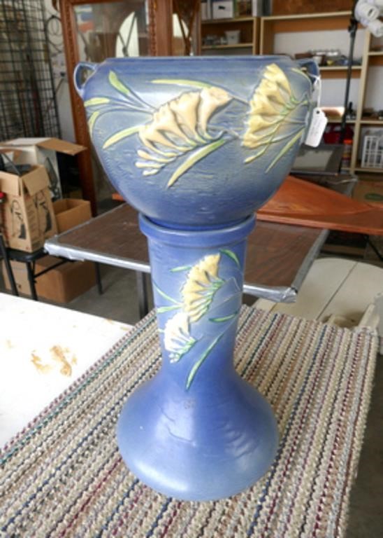 1950 Roseville Pottery Jardiniere & Stand