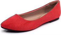 VenusCelia Women's Snug2 Flat Shoe 9 Red Suede